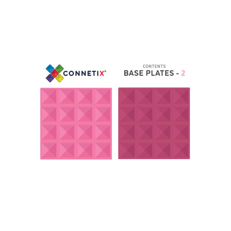 Connetix Tiles - 2 Piece Base Plate Pack - Pink & Berry